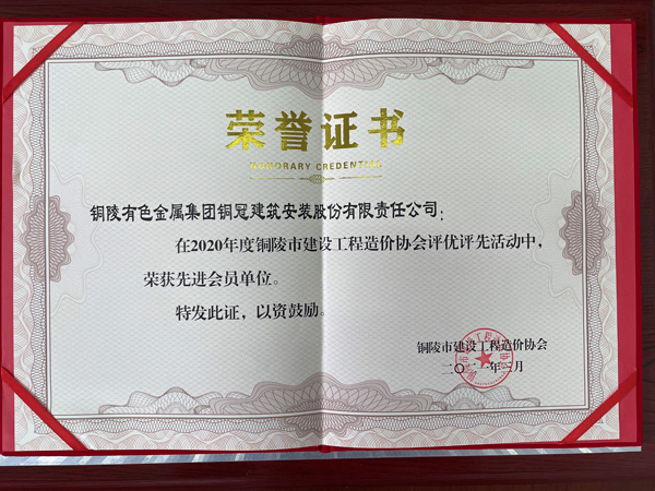 公司荣获“先进会员单位”称呼 